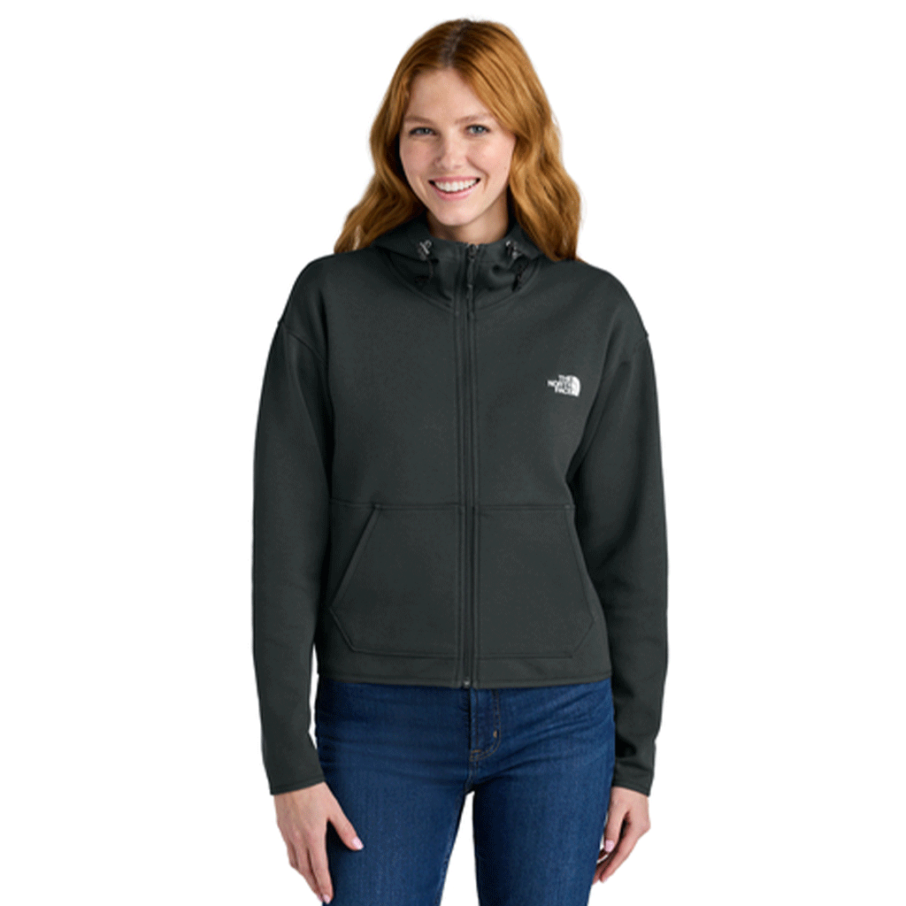 The North Face Women's Asphalt Grey Double-Knit Full-Zip Hoodie