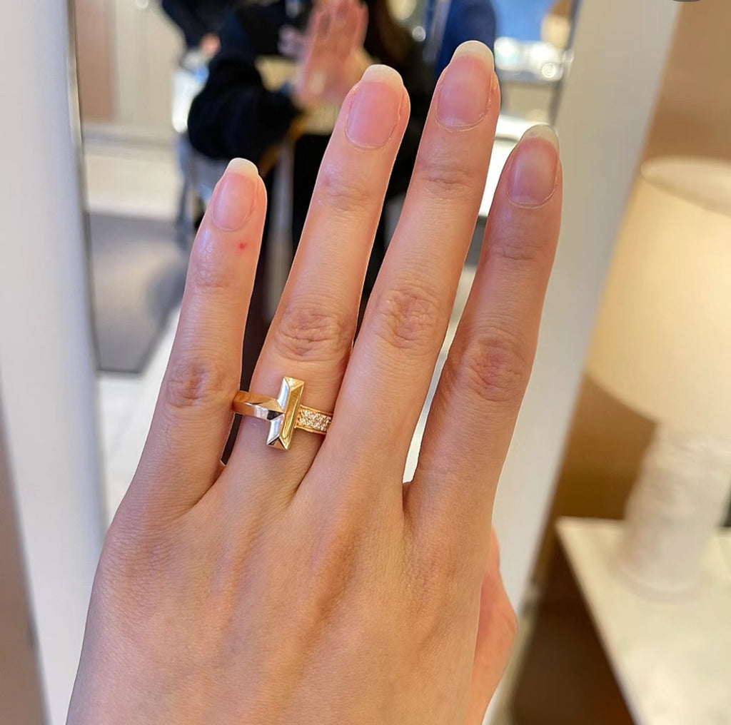 Tiffany T1 Moissanite Ring - 4.5 mm Width - 18K Gold